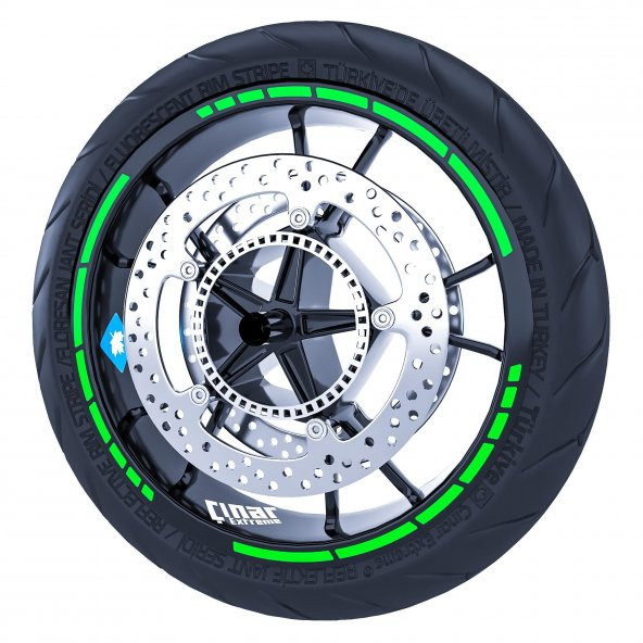 Floresan Yeşil Moto GP Stili Jant Şeridi Sticker Çınar Extreme - 2