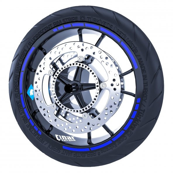 Reflektif Mavi Moto GP Stili Jant Şeridi Sticker Çınar Extreme - 2