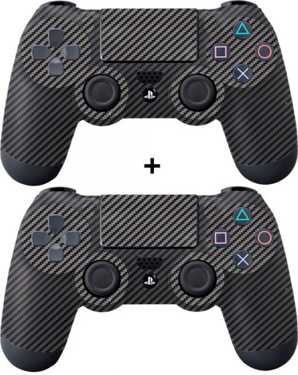 PS 4 Siyah Carbon Fiber DualShock Kol Kaplama 2 Adet Çınar Extreme