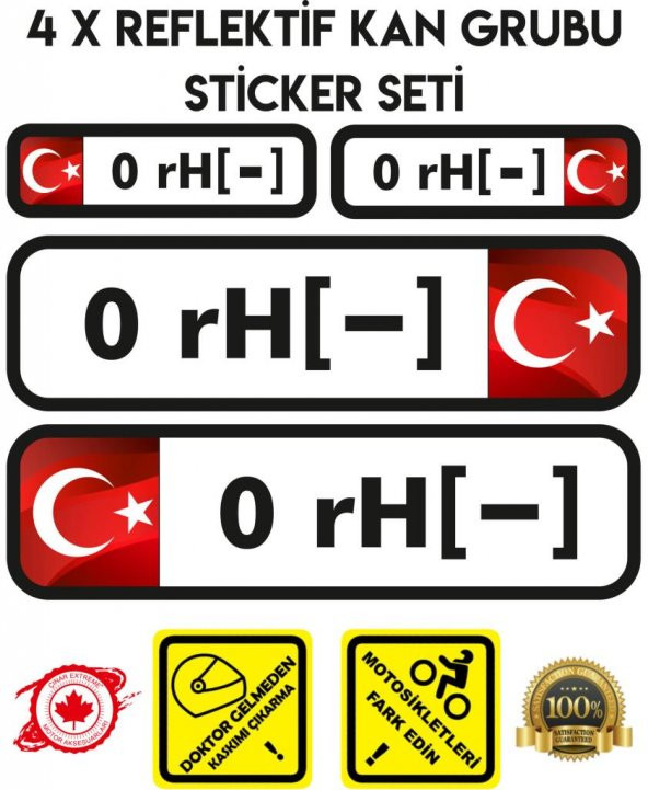 TR 0 rH - Reflektif Kan Grubu Seti Sticker Çınar Extreme