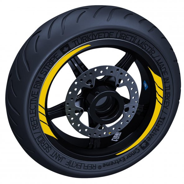 Reflektif Koyu Sarı Moto GP İç Jant Şeridi Sticker Çınar Extreme - 2