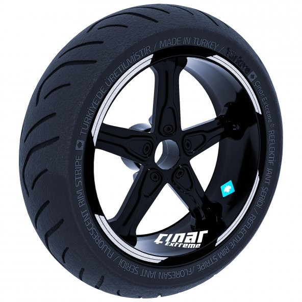 Double Stripe Tasarımlı Reflektif Gri Jant Şeridi Sticker Çınar Extreme
