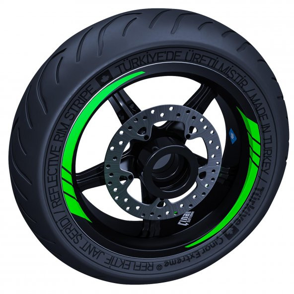 Floresan Yeşil Moto GP İç Jant Şeridi Sticker Çınar Extreme - 2