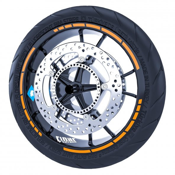 Floresan Turuncu Moto GP Stili Jant Şeridi Sticker Çınar Extreme - 2