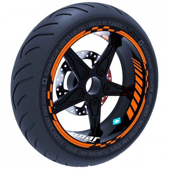 Floresan Turuncu Moto GP İç Dış Jant Şeridi Takım Sticker Çınar Extreme