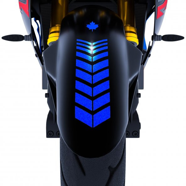 2 Adet Sport Motosiklet Çamurluk Reflektif Mavi Kask Sticker Çınar Extreme