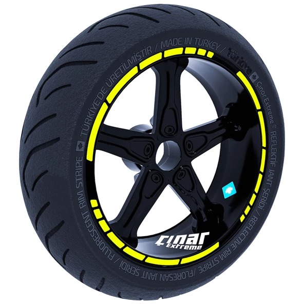 Moto GP Stili Jant Şeridi Sticker Reflektif, Floresan, Özel Renkler Çınar Extreme - 3