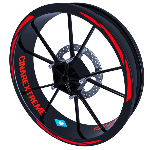 3 Parça Tasarımlı Jant Şeridi Sticker Reflektif, Floresan, Özel Renkler Çınar Extreme - 2