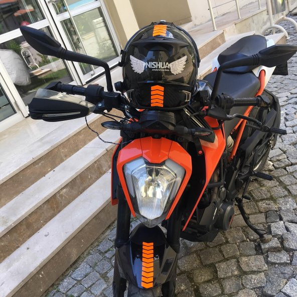 Ok Tasarımlı Floresan Turuncu Çamurluk Kask Sticker Çınar Extreme - 3