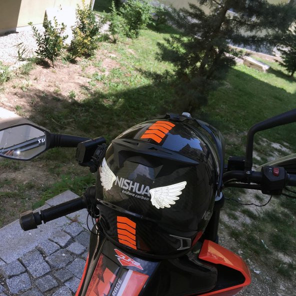 Ok Tasarımlı Floresan Turuncu Çamurluk Kask Sticker Çınar Extreme - 4