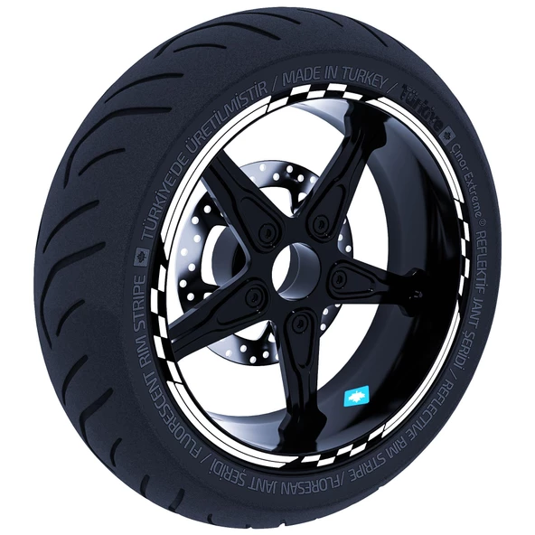 Moto GP Yarış Bayraklı Jant Şeridi Sticker Reflektif, Floresan, Özel Renkler Çınar Extreme - 9