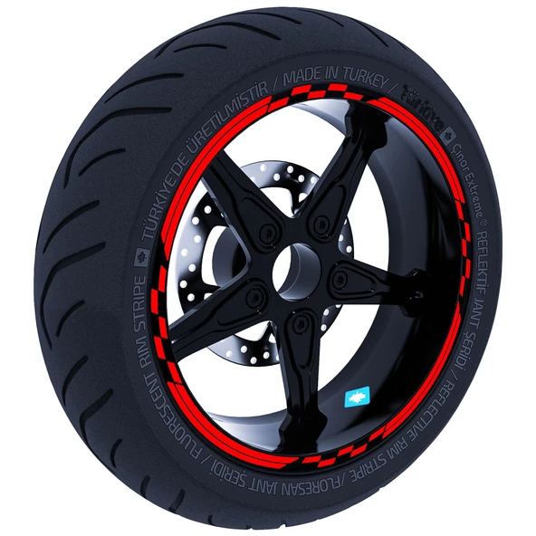 Moto GP Yarış Bayraklı Jant Şeridi Sticker Reflektif, Floresan, Özel Renkler Çınar Extreme - 3