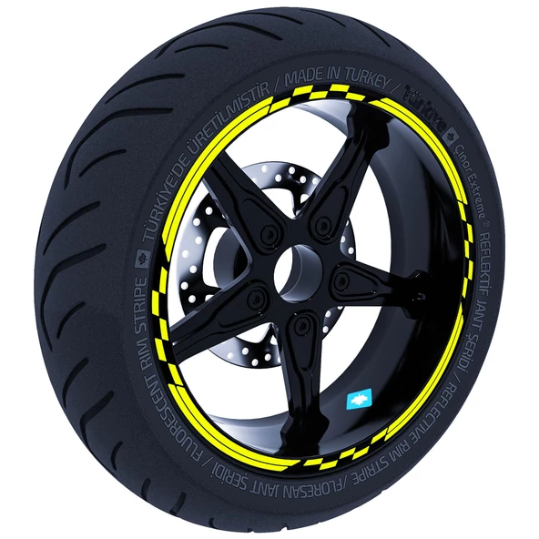 Moto GP Yarış Bayraklı Jant Şeridi Sticker Reflektif, Floresan, Özel Renkler Çınar Extreme - 7