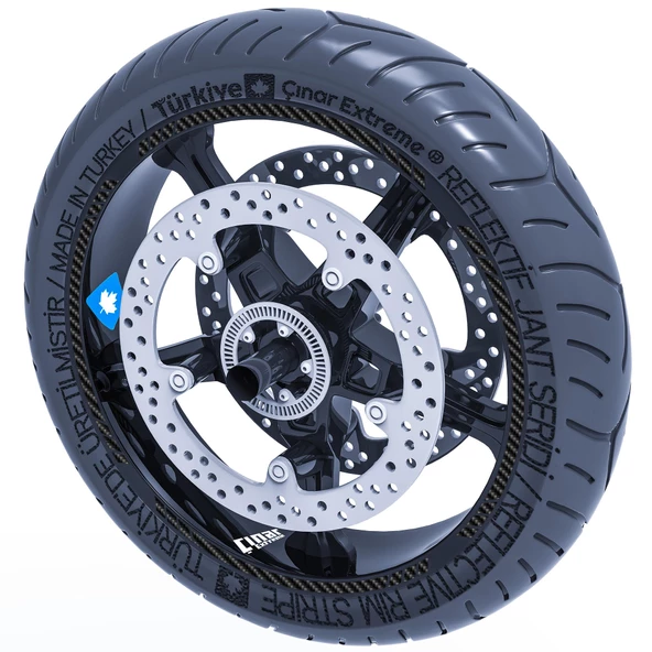 4 Parçalı Kesikli Jant Şeridi Sticker Reflektif, Floresan, Özel Renkler Çınar Extreme - 4