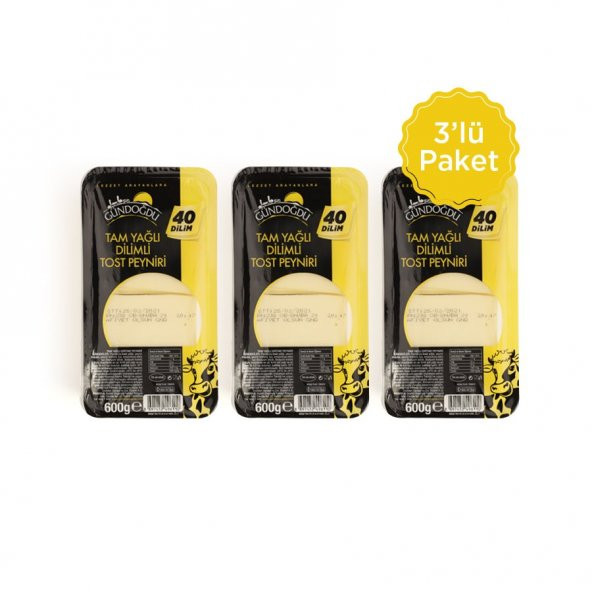 Gündoğdu Dilimli Tost Peyniri 600gr 3lü