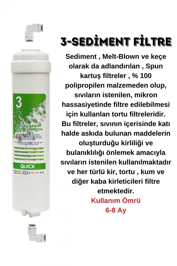 3lü Kapalı Kasa Su Arıtma Cihazı Filtre Seti 6 Aylık - 4