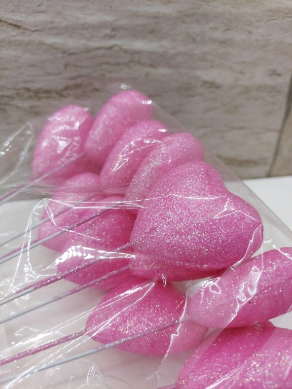 12li Çubuklu Pembe Strafor Kalp - 1