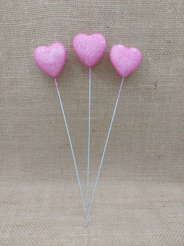 12li Çubuklu Pembe Strafor Kalp - 2