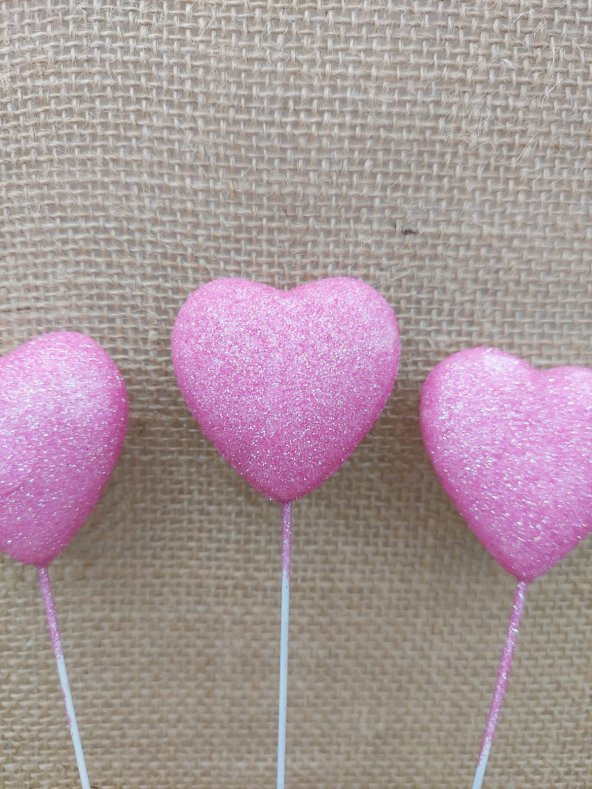 12li Çubuklu Pembe Strafor Kalp - 3