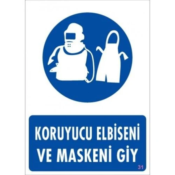 Uyarı Levhası Koruyucu Elbiseni Ve Maskeni Giy "31"