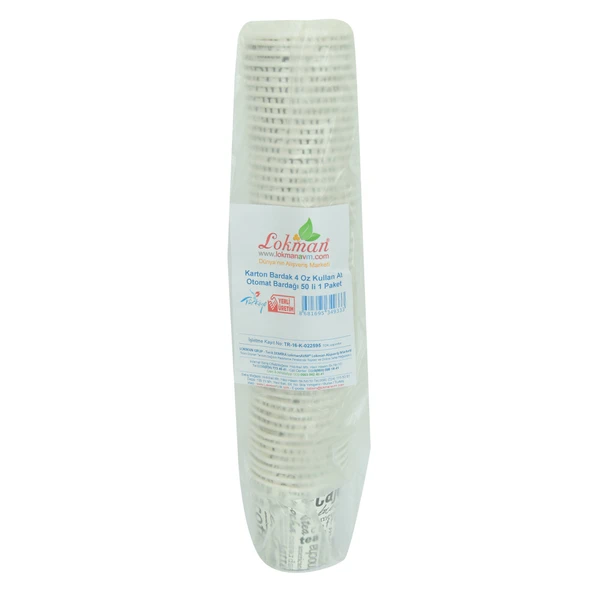 LokmanAVM Karton Bardak 4 Oz Kullan At Çay Kahve Sıcak Kağıt Otomat Bardağı 50 li 1 Paket - Resim 5