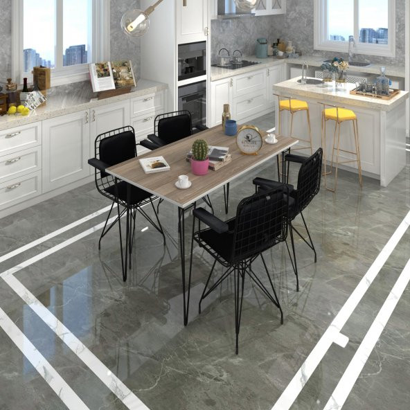 Knsz masa sandalye takımı hem75mazlum crdsyh 130*070 klçsm 4 sandalye syhsyh kolçaklı sırt minderli ürün görseli