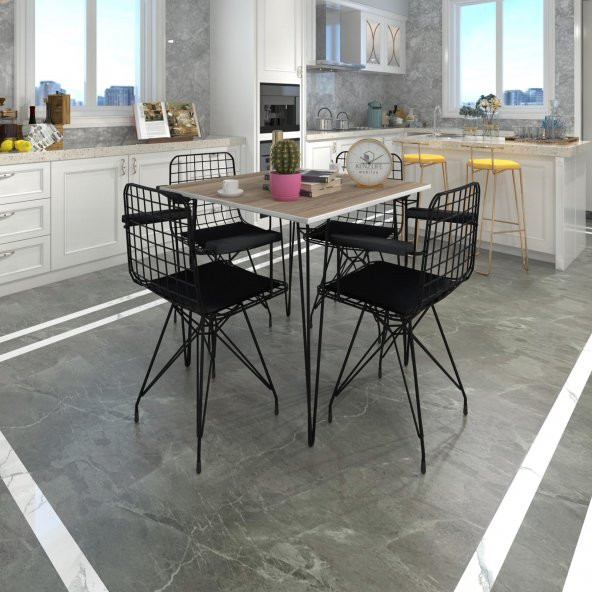 Knsz masa sandalye takımı hem75mazlum crdsyh 080*080 klç 4 sandalye syhsyh kolçaklı ürün görseli 1