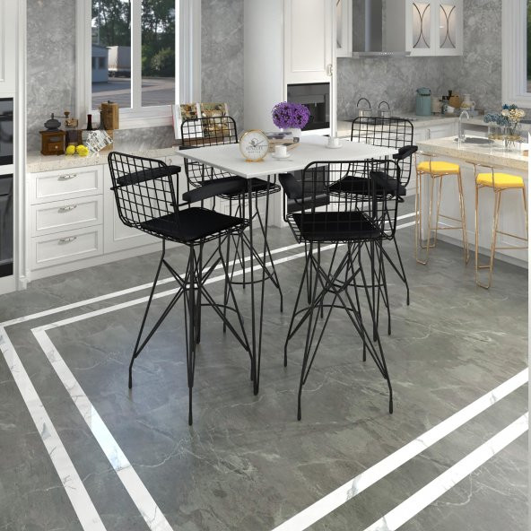 Knsz masa sandalye takımı hem105zengin byzsyh 130*070 4 sandalye syhsyh kolçaklı - 1