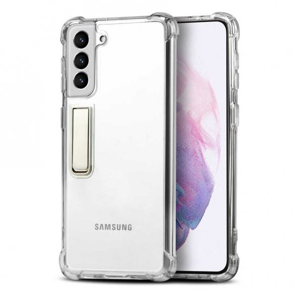 Gpack Samsung Galaxy S21 Kılıf Standlı Forst Lüx Şeffaf Silikon