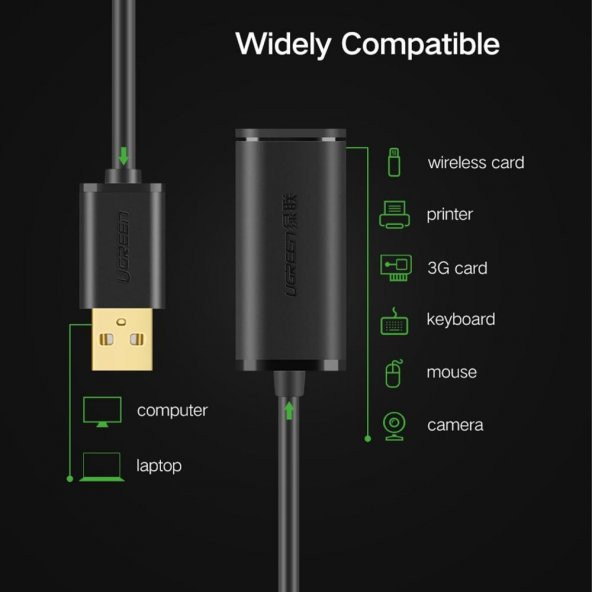 Ugreen USB 2.0 Sinyal Güçlendiricili Uzatma Kablosu 5 Metre - 7