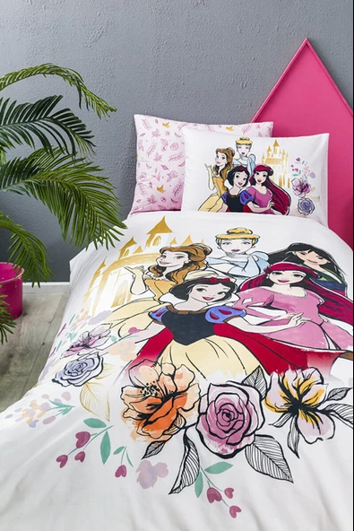 Özdilek Princess Rose Tek Kişilik Lisanslı Lastikli Çarşaf Nevresim Takımı 5797