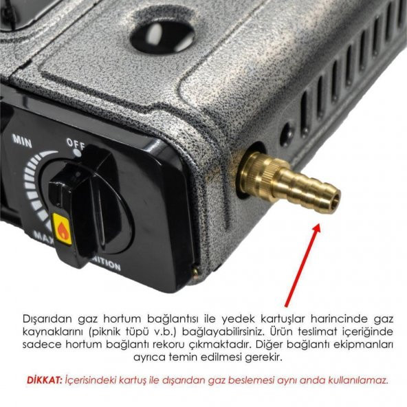 Rox Camping 0103 Tekli Portatif Kamp Ocak(Ekstra Gaz Girişli) - 3 Adet Rox Valfli Kamp Gazı Kartuş 227gr Hediyeli - 3
