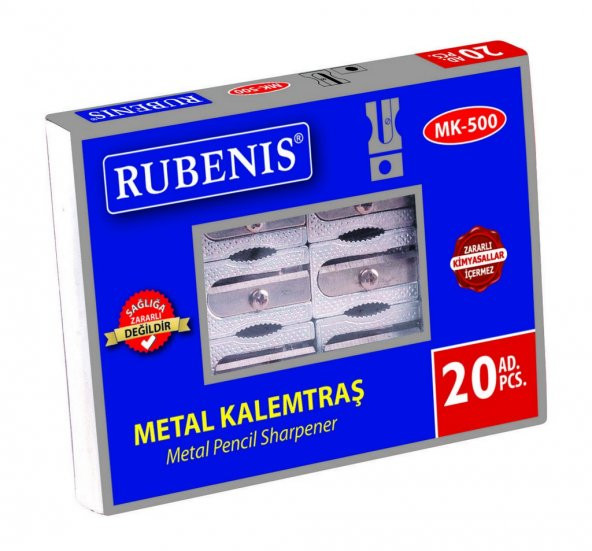 Rubenis Metal Köşeli Kalemtraş 20 Adet