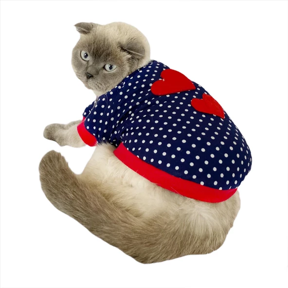 Dots Love Mom Dual Oval Yaka Tişört Kedi Kıyafeti Kedi Elbisesi, Anneler Günü - 2