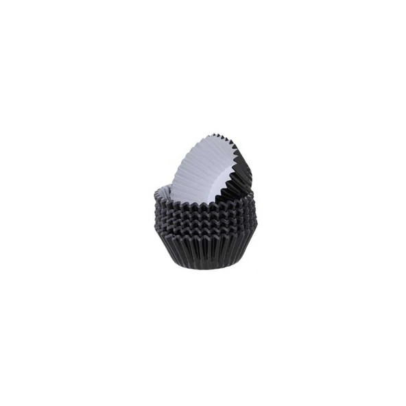 Metalik Folyo Cupcake Kalıbı Muffin Pet Kapsül No:3 (150 Adet)  Siyah