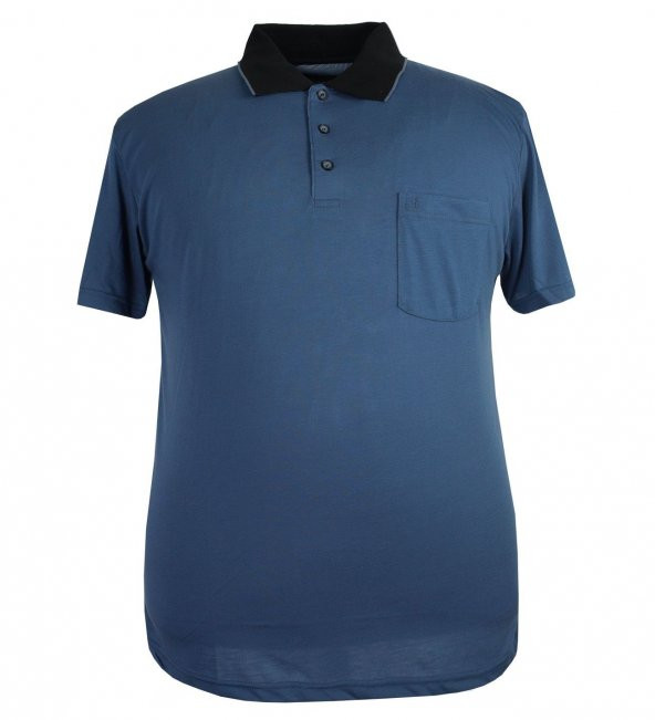 Erkek Büyük Beden Battal Boy Polo Yaka Cepli Tişört - 8