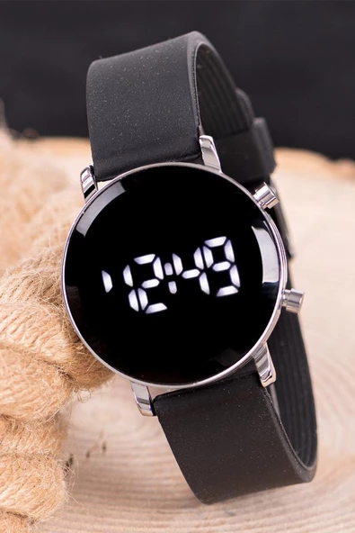 SaaTTino Erkek Gümüş Renk Dijital Led Ekran Silikon Kordonlu Kol Saati ST-304005