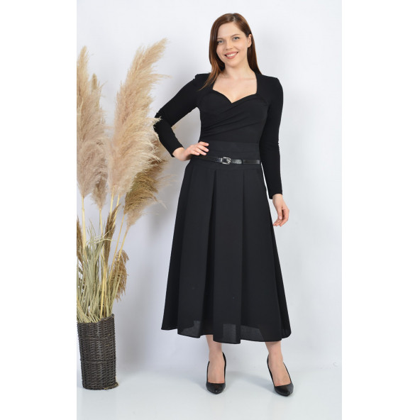 SORALLİNE BAYAN ETEK ETAMİN DESEN 755 SİYAH