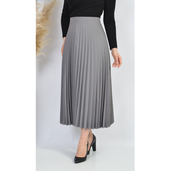 SORALLİNE BAYAN MEVSİMLİK PLİSOLEY ETEK 781 GRİ - 2