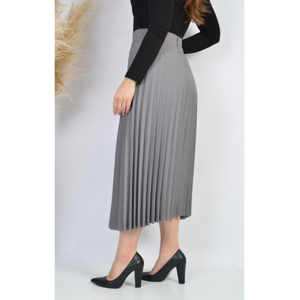 SORALLİNE BAYAN MEVSİMLİK PLİSOLEY ETEK 781 GRİ - 3