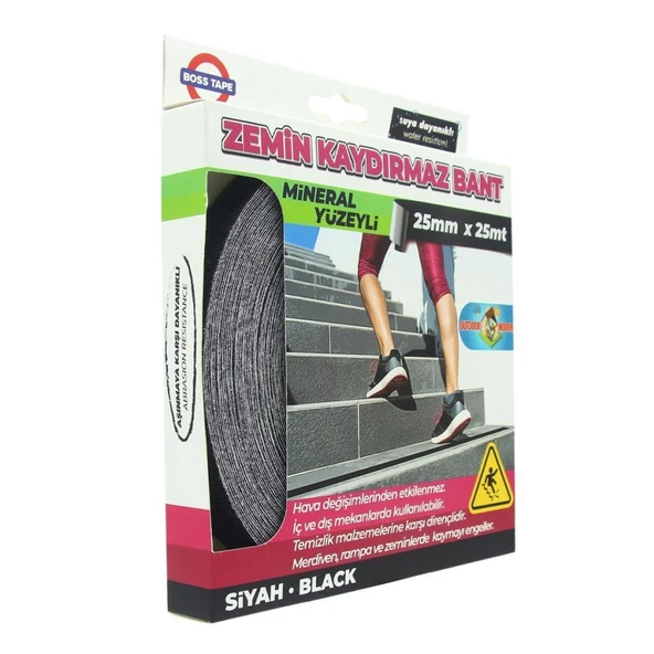 Geseus Boss  Siyah Merdiven Kaydırmaz 25mmx25mt Bant - 7