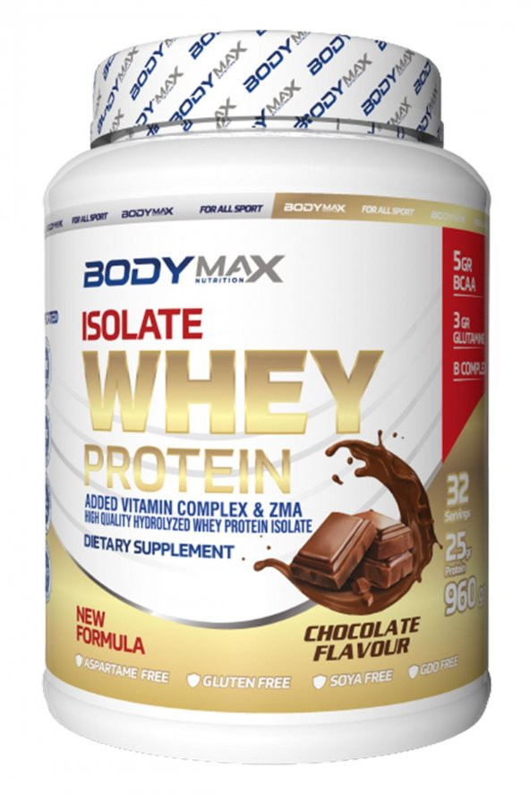 Bodymax İzole Whey Protein 960 Gr 32 Servis Çikolata Aroma Shaker