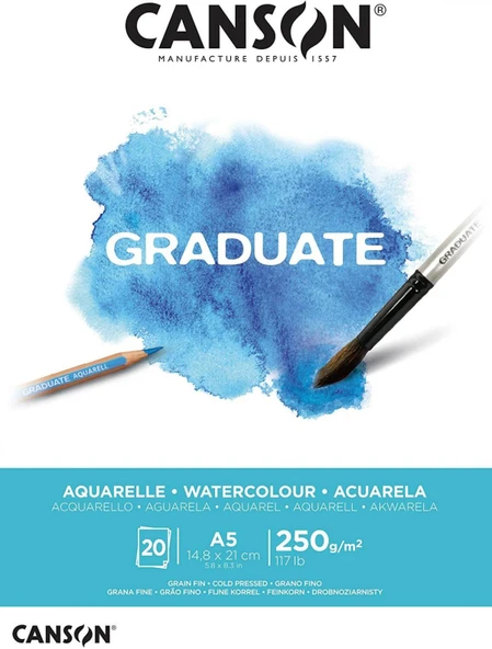 Canson Graduate Watercolor A5 250gr 20yp Sulu Boya Blok - 1
