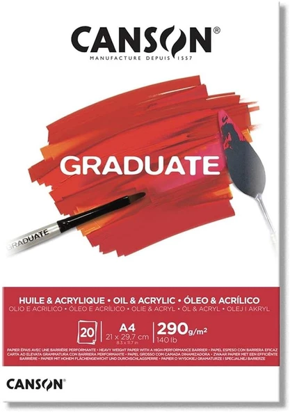 Canson Graduate Akrilik & Yağlıboya A4 290gr 20yp Blok / 400110380