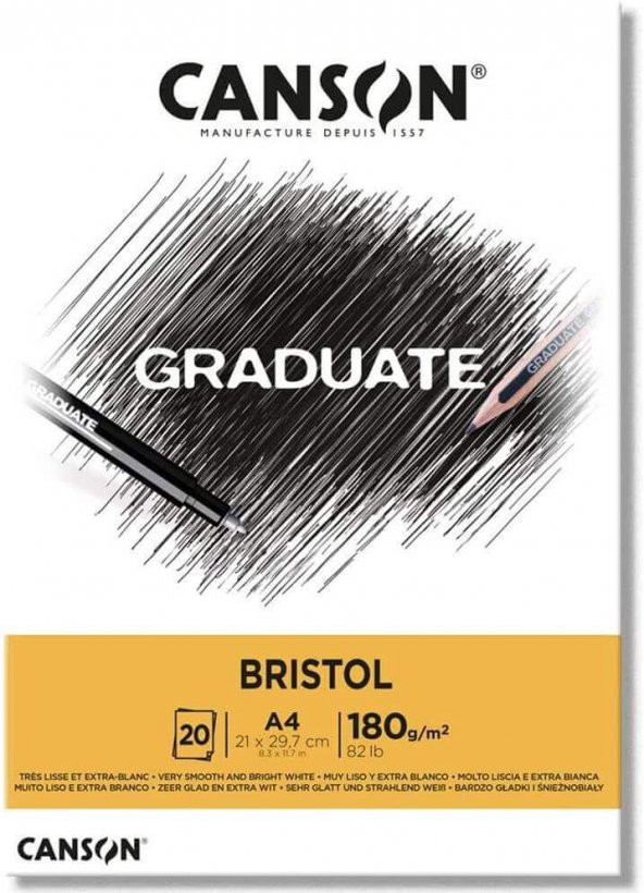 Canson Graduate Bristol A4 180gr 20yp Blok / 400110383