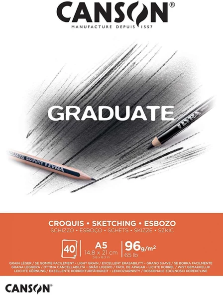 Canson Graduate Pad Cangrad Sketch A5 96gr 40yp Blok / 400110361