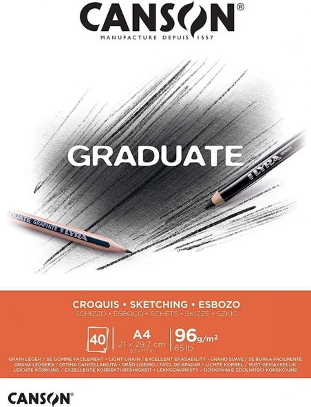 Canson Graduate Pad Cangrad Sketch A4 96gr 40yp Blok / 400110362