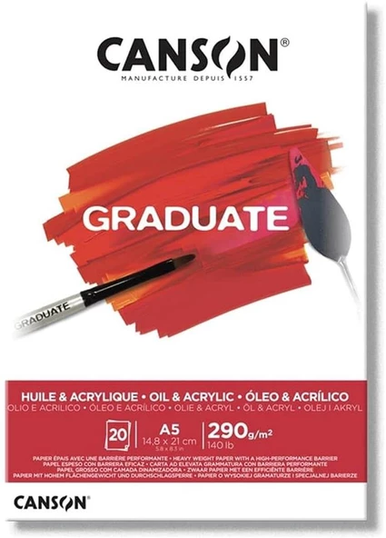 Canson Graduate Akrilik & Yağlıboya A5 290gr 20yp Blok / 400110379