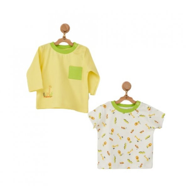 Andywawa AC22537 Cute Curocodile 2Li Bebek Tshirt Yellow