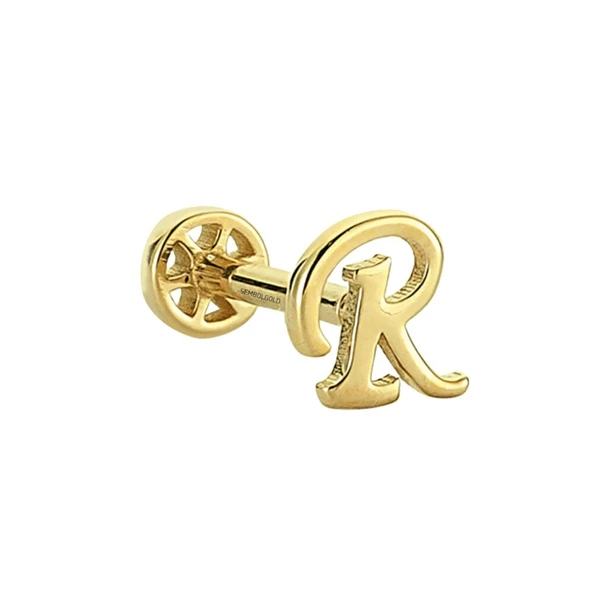 Altın Piercing -R- Harf 14 Ayar Tragus - 2